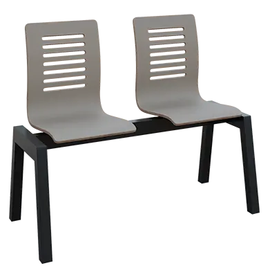 CARMEN 2, dřevěná lavice do čekárny, 2-sedák, šedá, kostra černá